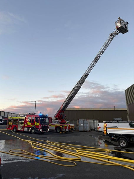 Fire crews deal with a fire in a unit at Bathane industrial estate in Ballasalla