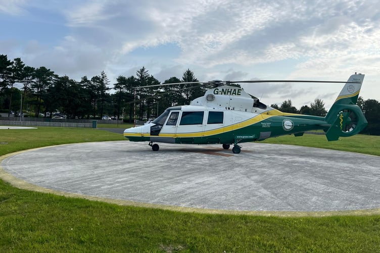 The GNAAS helicopter at Noble's Hospital