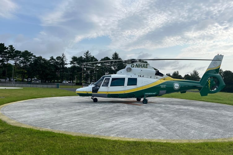 The GNAAS helicopter at Noble's Hospital