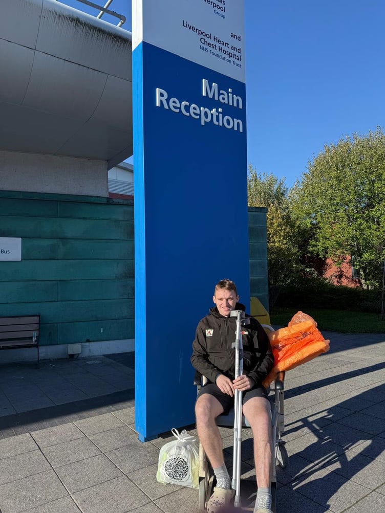 Nathan Harrison after being discharged from Broadgreen Hospital