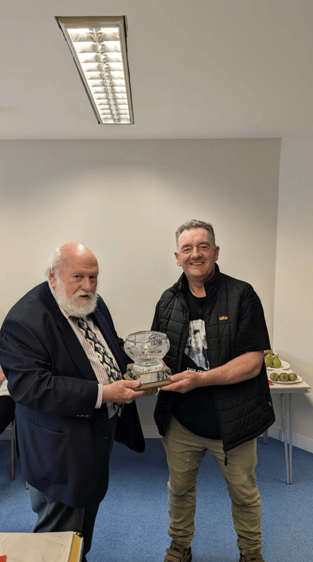Robert Middleton (right) with the Orry & Betty Teare memorial rose bowl