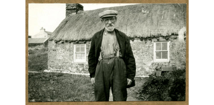 Harry Kelly outside his Cottage