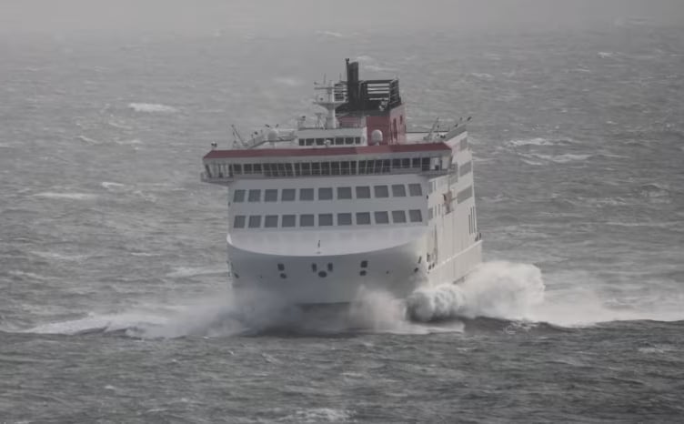 Manxman sailing through the stormy Irish Sea