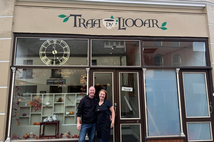 Ja and Sarah outside their new coffee shop on Atholl Place