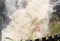 Watch as Storm Amy turns waterfall into a torrent at historic Laxey Wheel