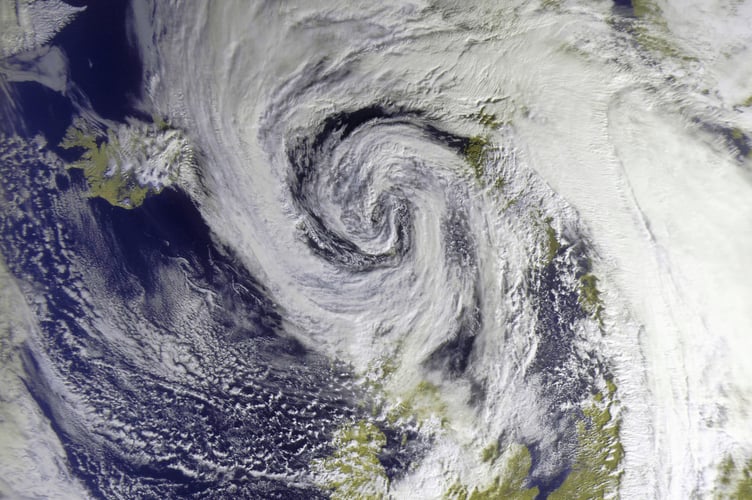 Skywatcher Dave Corkish captured a striking satellite image of Storm Amy from Peel at 11.40am on Saturday using homemade equipment