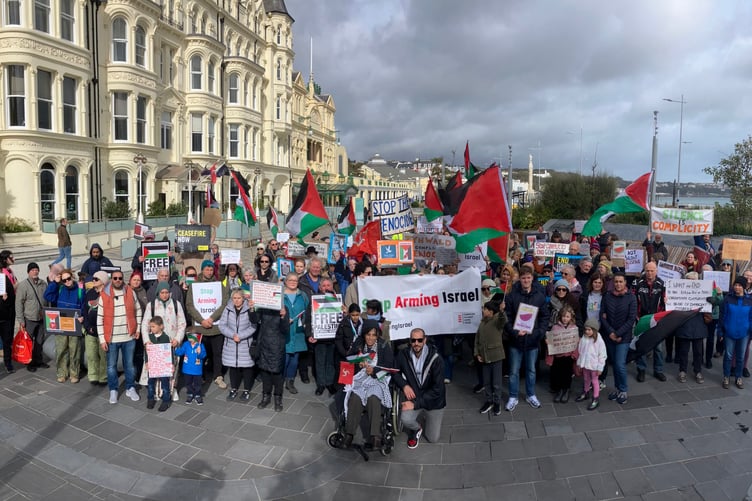 Protestors in Douglas marching against Israel's military offensive in Gaza