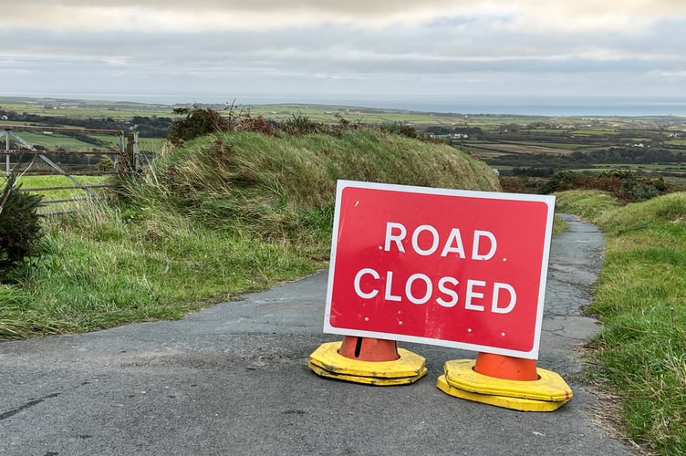 Glen Mooar Road at Grenaby remains closed due to a landslide after Storm Amy