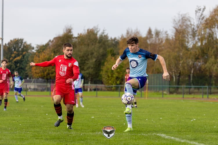 Charlie Higgins bagged a brace as FC Isle of Man triumphed 3-1 at Litherland REMYCA on Saturday (Photo: Hannah McHugh)