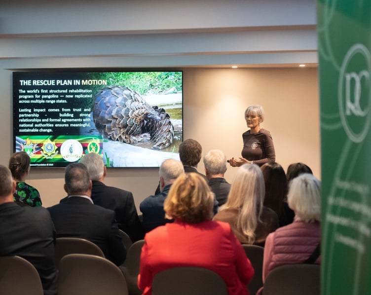 Lisa Hywood presenting her talk on Pangolins