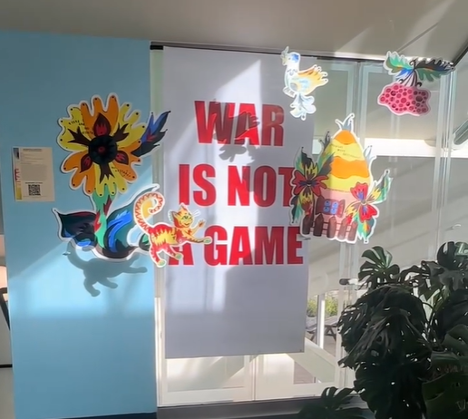 17-year-old Iryna Semenenko's artwork 'War Is Not A Game'