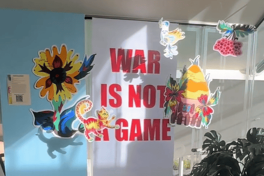 17-year-old Iryna Semenenko's artwork 'War Is Not A Game'