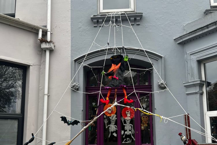 A witch in time: Part of the eerie display outside a home in Ramsey