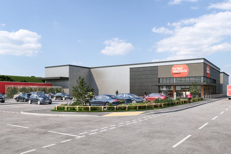 Artist's impression of the new 'Food Warehouse by Iceland' store at Spring Valley industrial estate