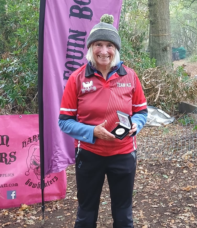 Isle of Man archer Lesley Sleight with her English 3D championship medal after topping the adult traditional recurve class