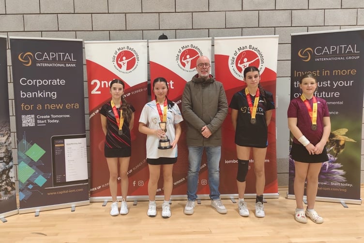 The medallists in the girls singles competition at the weekend's under-17 tournament at the Roundhouse in Braddan
