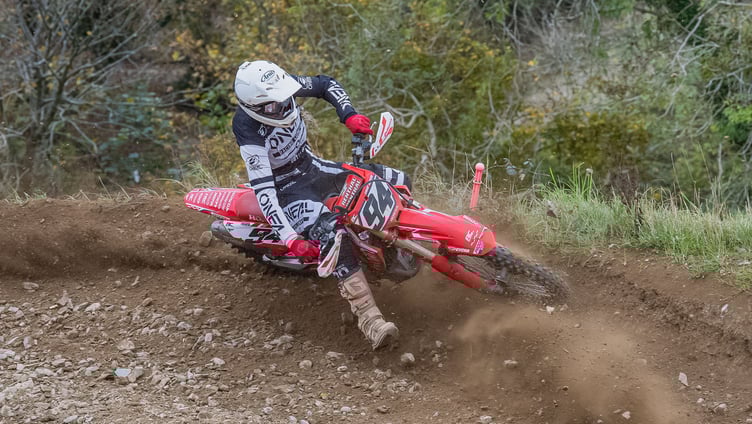 Liam Smith won both A group races in Sunday's round of Peveril MCC's motocross at Knock Froy, including getting the better of defending champion Beau Brown in the opener (Photo: Hagar Photography)
