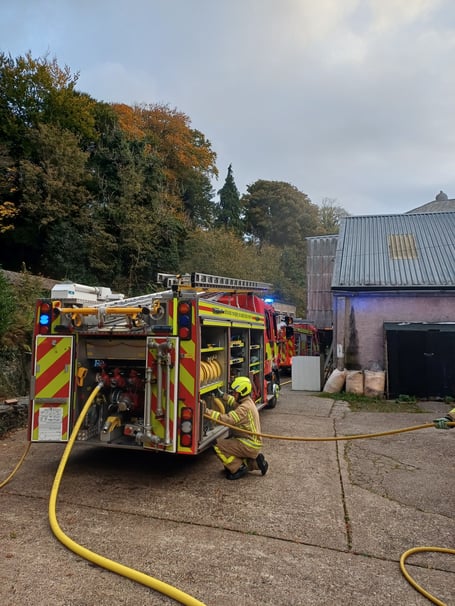 The Fire and Rescue Service in attendance at Laxey Flour Mill