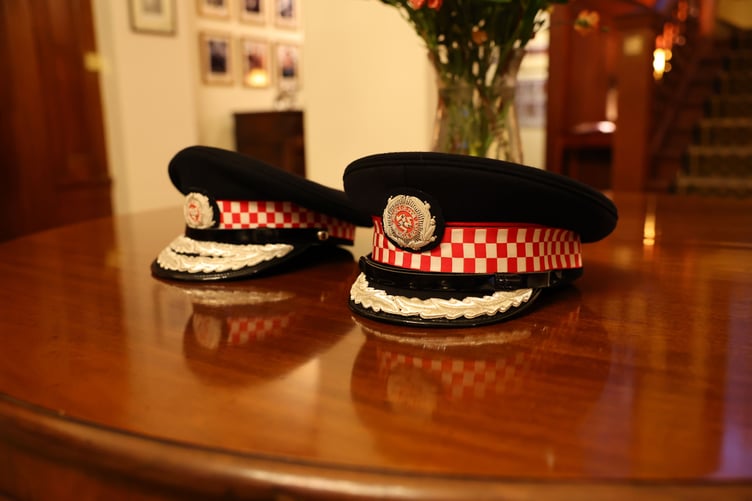 Officer hats on display