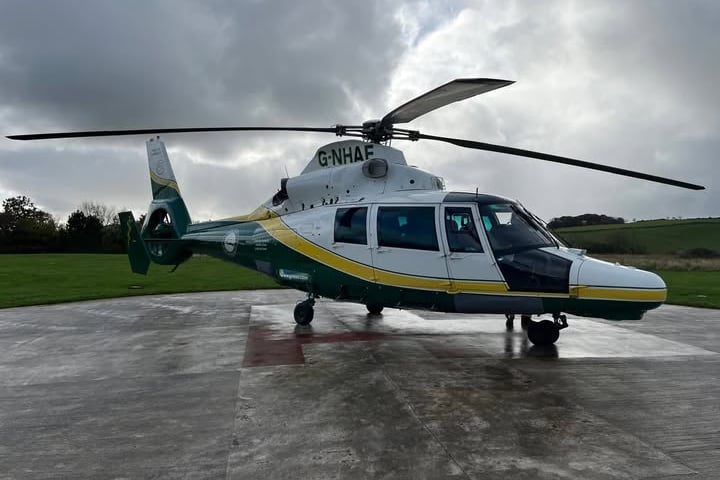 A Great North Air Ambulance helicopter in operation today
