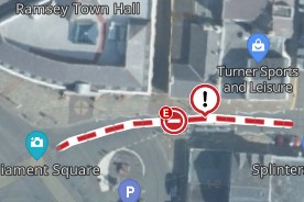 The section of road shut on Parliament Street, Ramsey