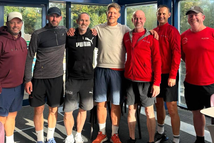 Members of the Isle of Man 45-and-over national tennis team that has been competing off-island this season