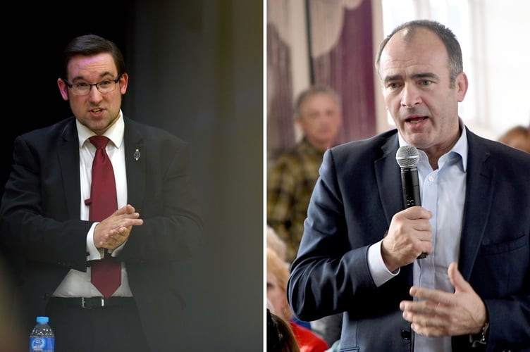 Former health minister Lawrie Hooper (left) asked Chief Minister Alfred Cannan (right) whether non-compliance with the law constituted a breach of the ministerial code