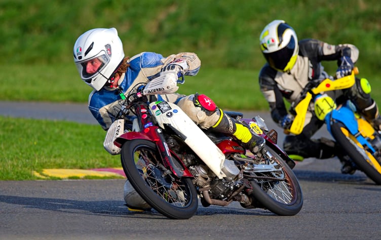 Sons of Anagh Coar rider Tom 'Tweeks' Dawson leads Sam Corlett during the Six-hour Plop Endurance at Jurby recently. The latter formed part of the winning team alongside Rory Howell and Ryan Kneale (Photo: Russell Moore)