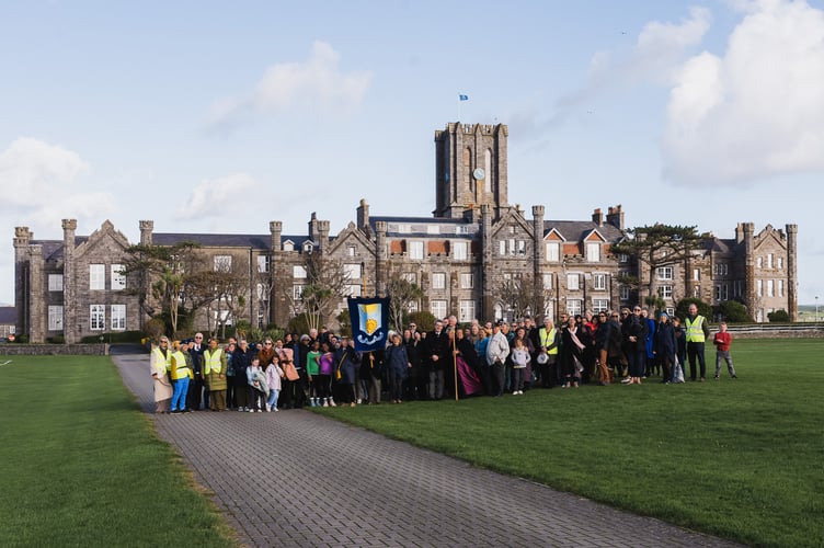 The procession to mark Buchan School's move ended at ots new home in the grounds of King William's College