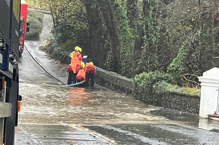 'Significant flooding' has forced the DoI to close the road at the bottom of Brown Cow Hill this morning (Tuesday)