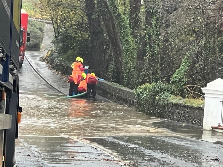 'Significant flooding' has forced the DoI to close the road at the bottom of Brown Cow Hill this morning (Tuesday)