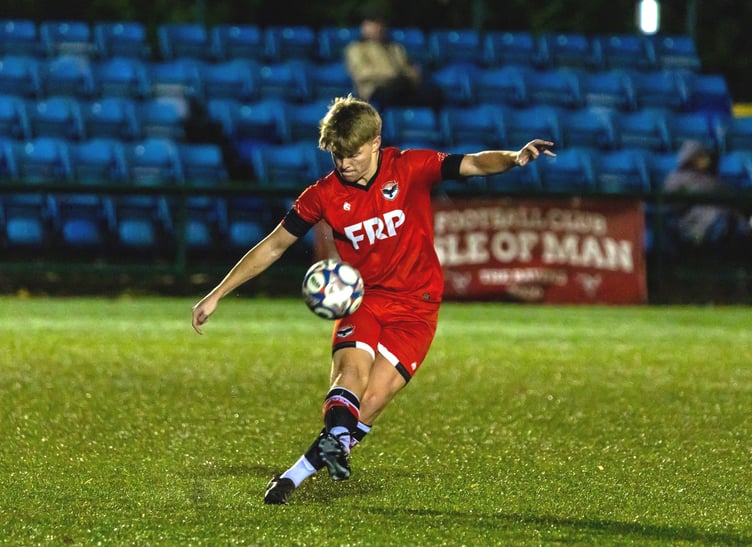 Kyle Watson helped FC Isle of Man snatch a late 3-3 draw at Euxton Villa on Tuesday evening (Photo: Hannah McHugh)