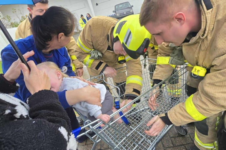 One-year-old Bonnie became trapped after her foot slipped and got jammed in the back of the trolley seat