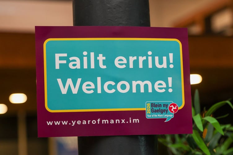 Year of the Manx Language 'Welcome' sign