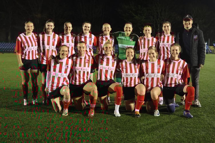 Peel's women's football side ahead of Sunday's win over Malew (Photo: Paul Hatton)