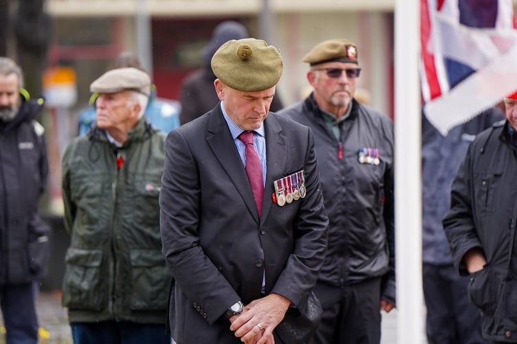 Veterans pay their respects during a ceremony at the War Memorial in Ramsey (Photo: Liam Paget Photography)