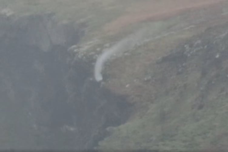 The water vapour on the Calf of Man that led to reports of a fire on the island (Photo: Isle of Man Fire and Rescue Service)