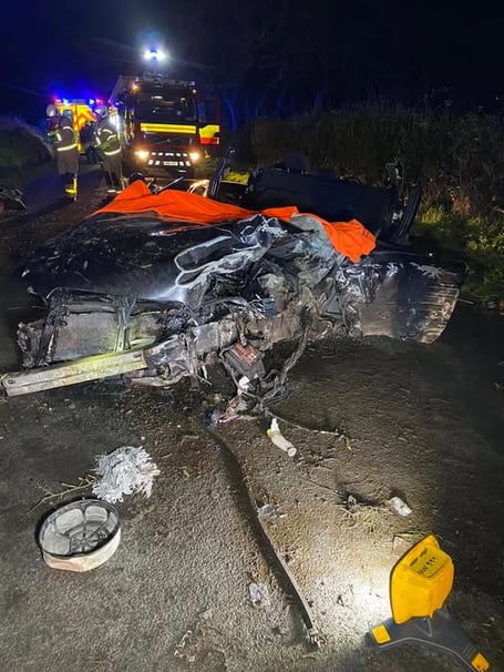 Scene of the crash on the Jurby coast road
