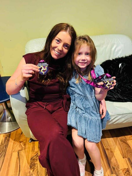Samantha and Rosie Crowe after the Syd Quirk half marathon where Samantha raised money for Alder Hey