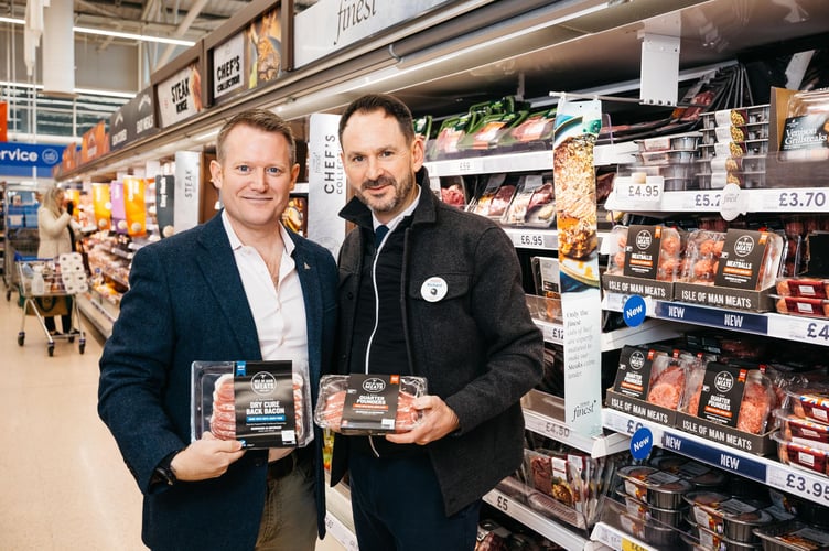 Damien Corcoran, Chairman of the Isle of Man Meat Company and Richard Frear Tesco Area Manager