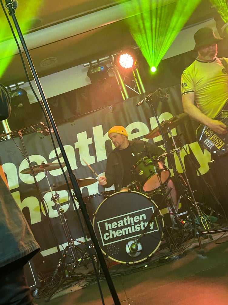 Stuart Kneen on the drums