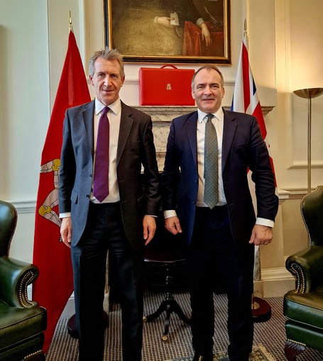 Minister of State for Security Dan Jarvis MBE (left) with Chief Minister Alfred Cannan