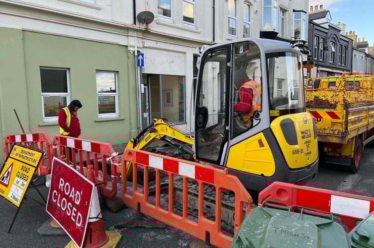 Excavation work begins on Port St Mary's High Street