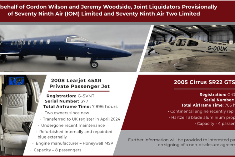 Two aircraft offered for sale as part of company liquidation