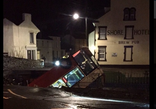 The scene at Old Laxey Bridge that evening