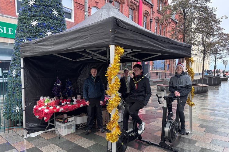 Manx Scouts completing the cycling challenge in Strand Street