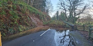 Road closure extended after landslip blocks road during heavy rain 