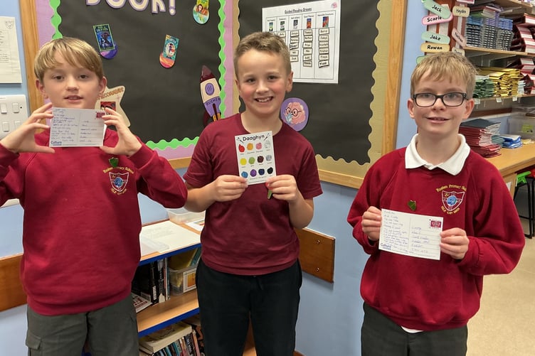 Rushen primary school sent their post cards off with a smile
