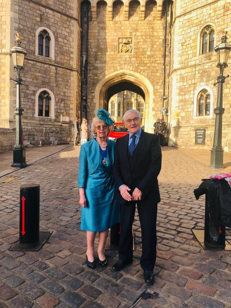 Pat Costain and her husband Derek at Windsor Castle