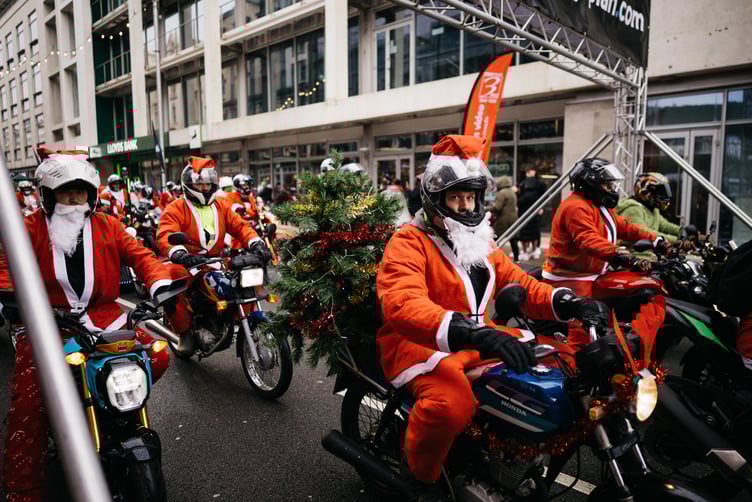 One Santa even brought a Christmas tree along for the ride